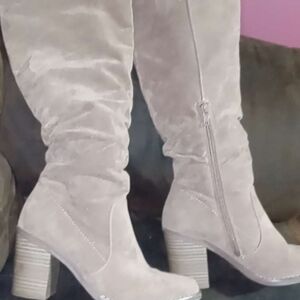 Target Beige Suede Heeled Boots